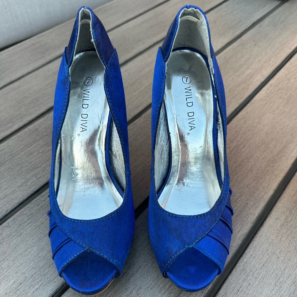 Brand New Blue Satin Heels